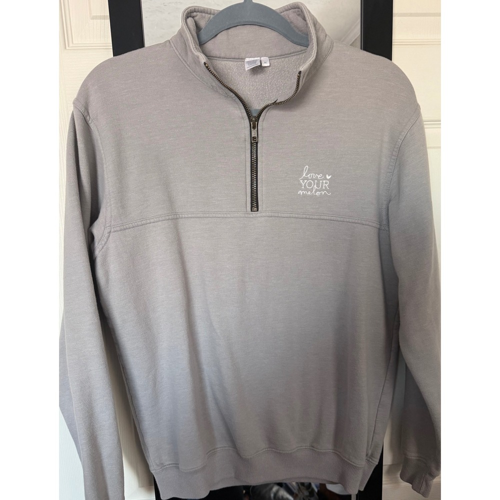 Love Your Melon Mens Quarter Zip Pullover Sweatshirt Gray Fleece Mock Neck M